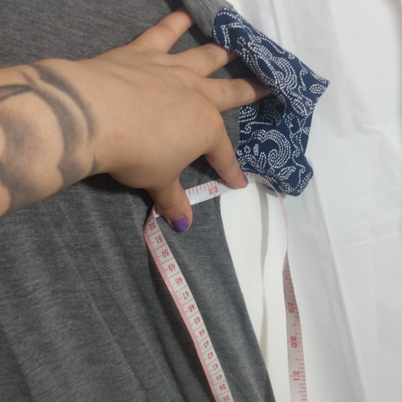 Ink and ivy gray and blue short sleeve blouse - Picture 2 of 5